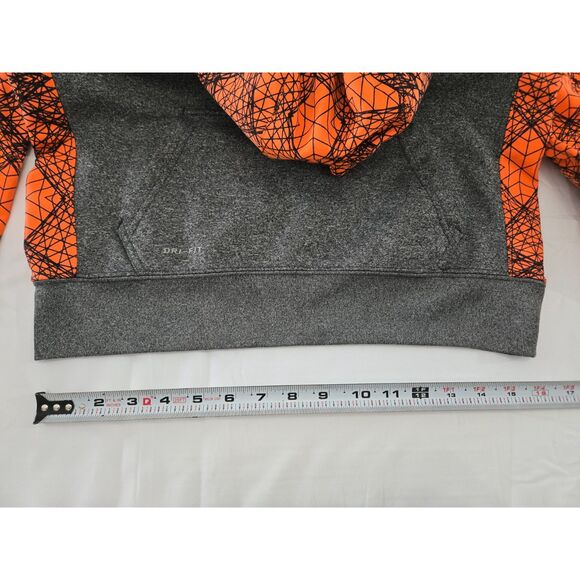 Nike Dri-Fit Swoosh Hoodie Kids Medium Black Orange Front Pockets - Picture 5 of 6